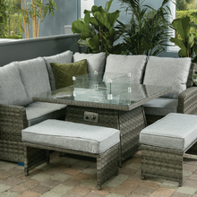 Load image into Gallery viewer, Boston - Casual Dining Set with Square Table &amp; Firepit (Dark Grey)
