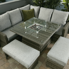 Load image into Gallery viewer, Boston - Casual Dining Set with Square Table &amp; Firepit (Dark Grey)
