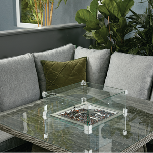 Boston - Casual Dining Set with Square Table & Firepit (Dark Grey)