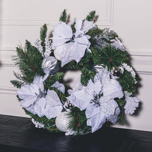 Poinsettia Wreath White