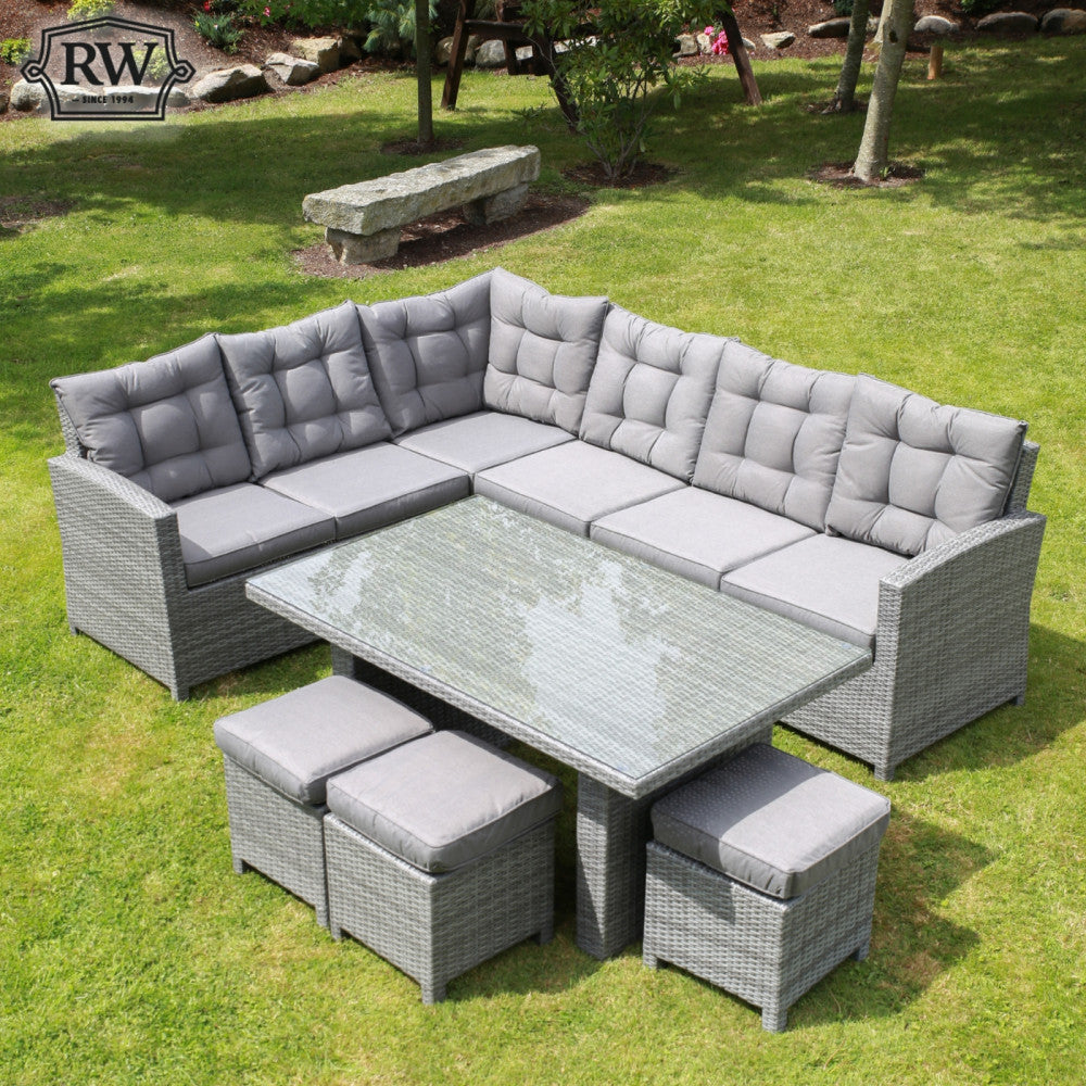 Cuba - Corner Set with Rectangular Table (Light Grey)